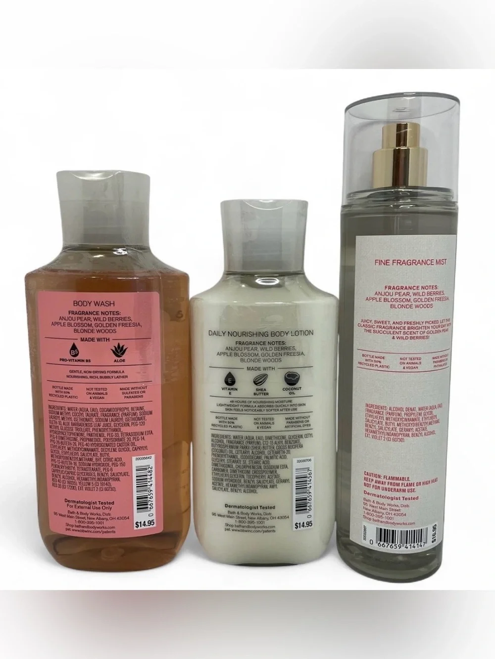 Bath & Body Works PEARBERRY 3 Piece Bundle Gift Set Body Wash Lotion & Mist NEW